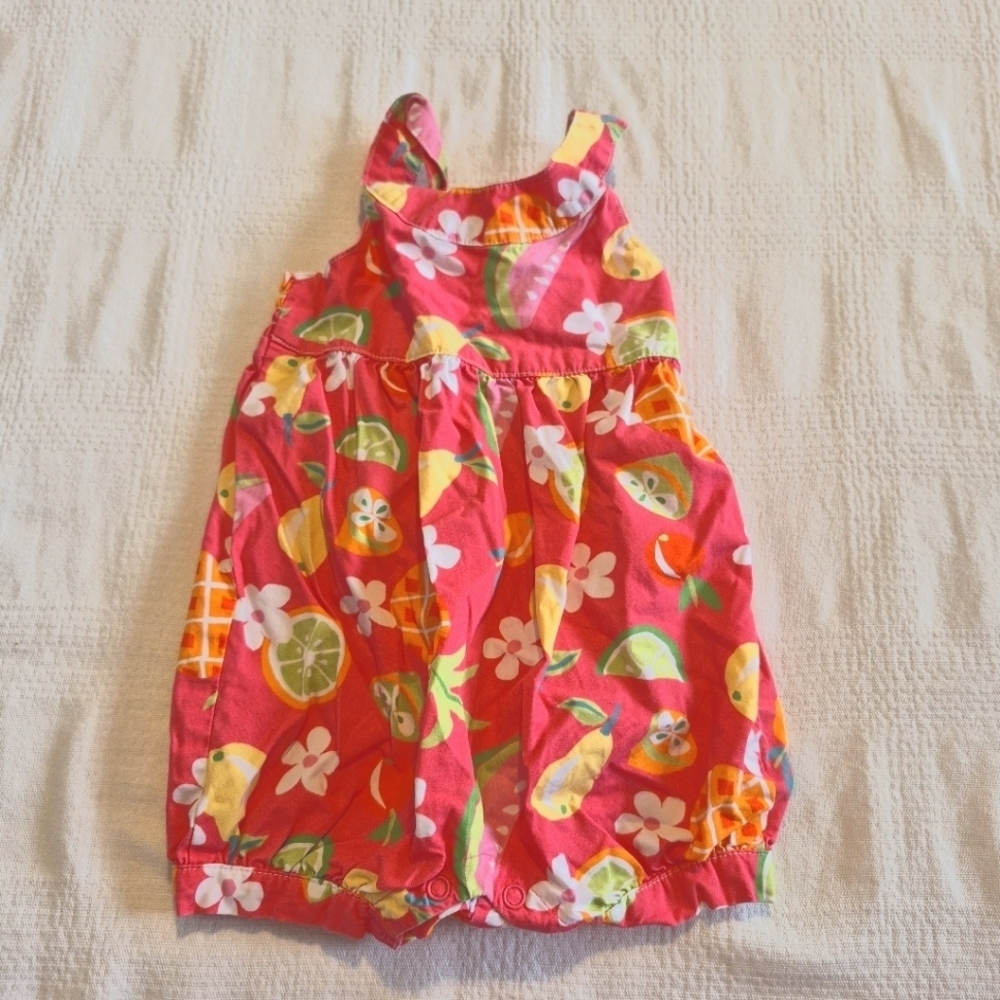 Gymboree girls size 3-6 months Fruit Punch bubble romper adjustable 2001 VGUC